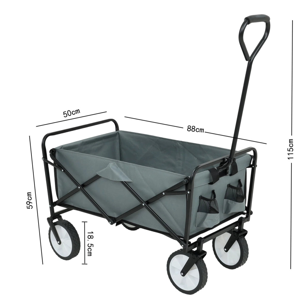 Carrello da Spiaggia Pieghevole TYRS con Ruote in Plastica, Portata Massima 120 kg, Colore Grigio