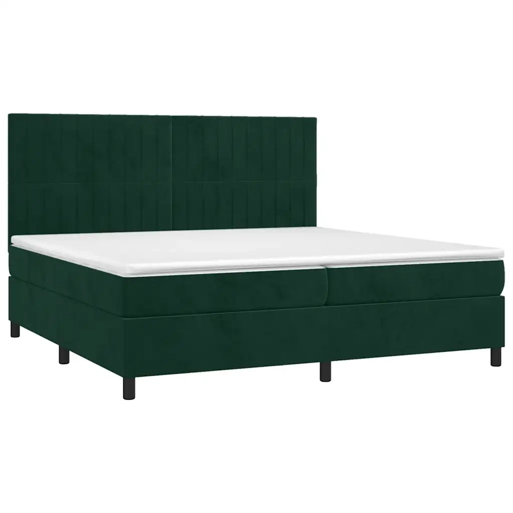 Giroletto a Molle con Materasso Verde Scuro 200x200 cm Velluto 3143166