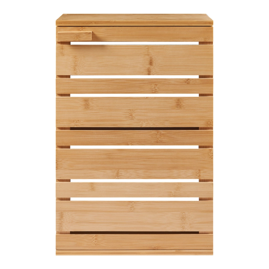 Mobiletto da Parete Epind con Scomparti Chiusi per Bagno Cucina 50x33x20 cm - Bambù Naturale [en.casa]
