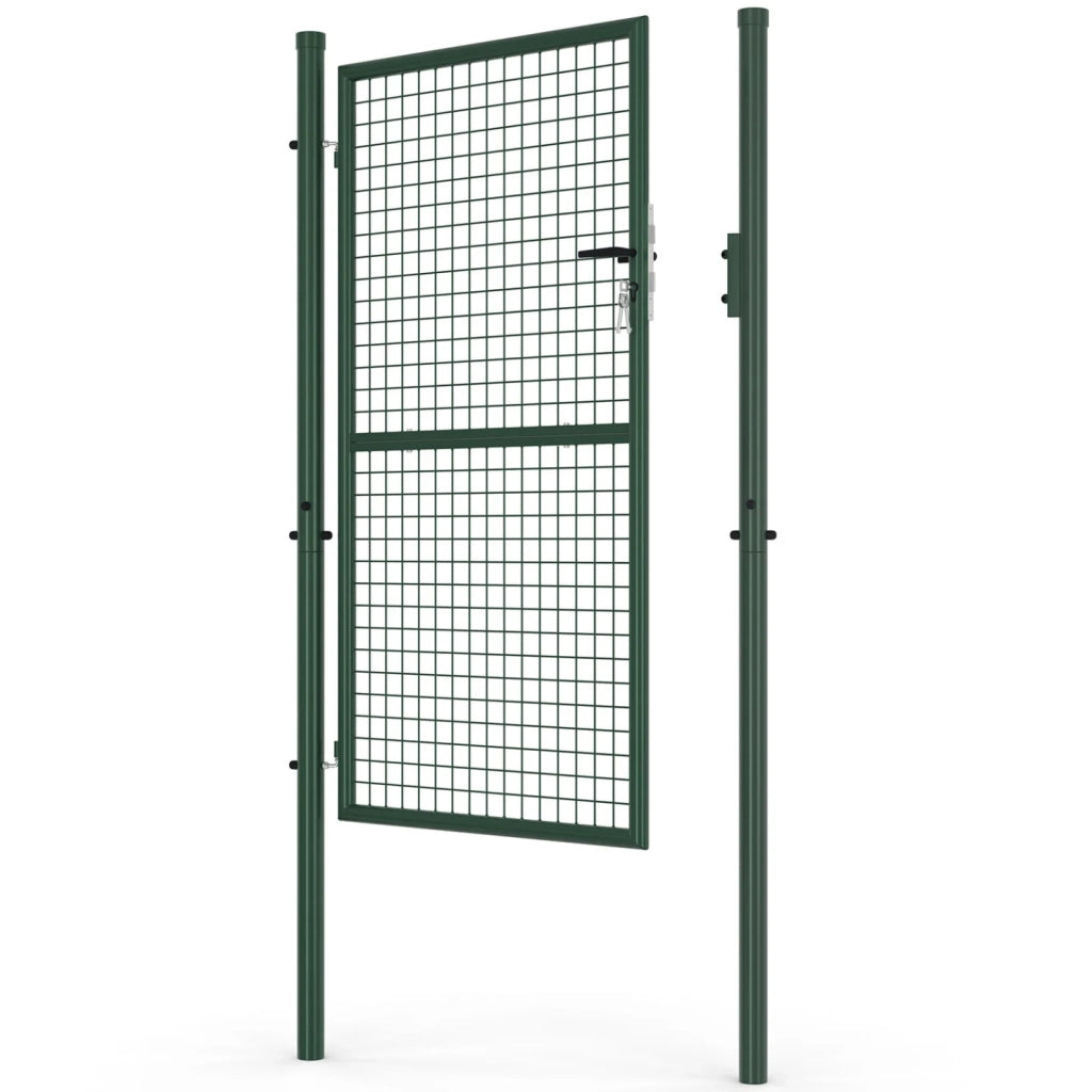 IDMarket - Cancello da giardino in acciaio 105 x 175 cm con serratura e maniglia verde