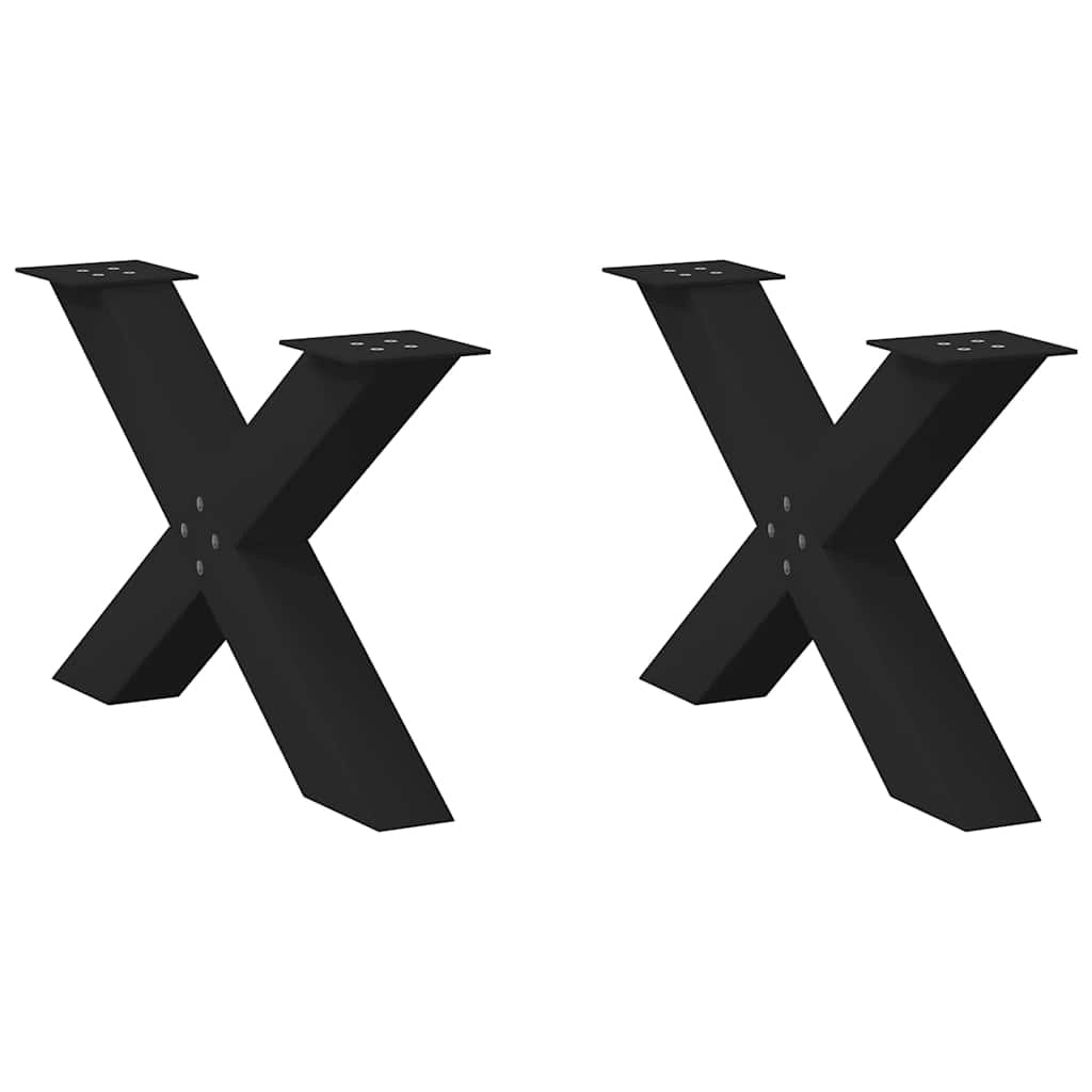 Set di 2 gambe per tavolino da caffè robuste ed eleganti a forma di X 70 x 43 cm stile moderno acciaio nero 02_0057236