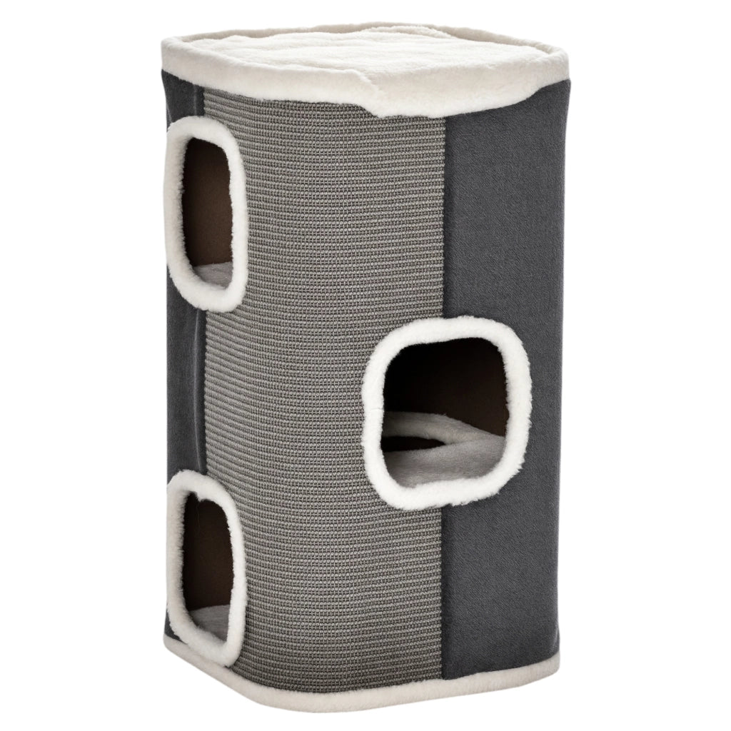 Tiragraffi per Gatti a 2 Livelli con Cuscino ¨C zephmum ¨C Grigio 40x40x49 cm