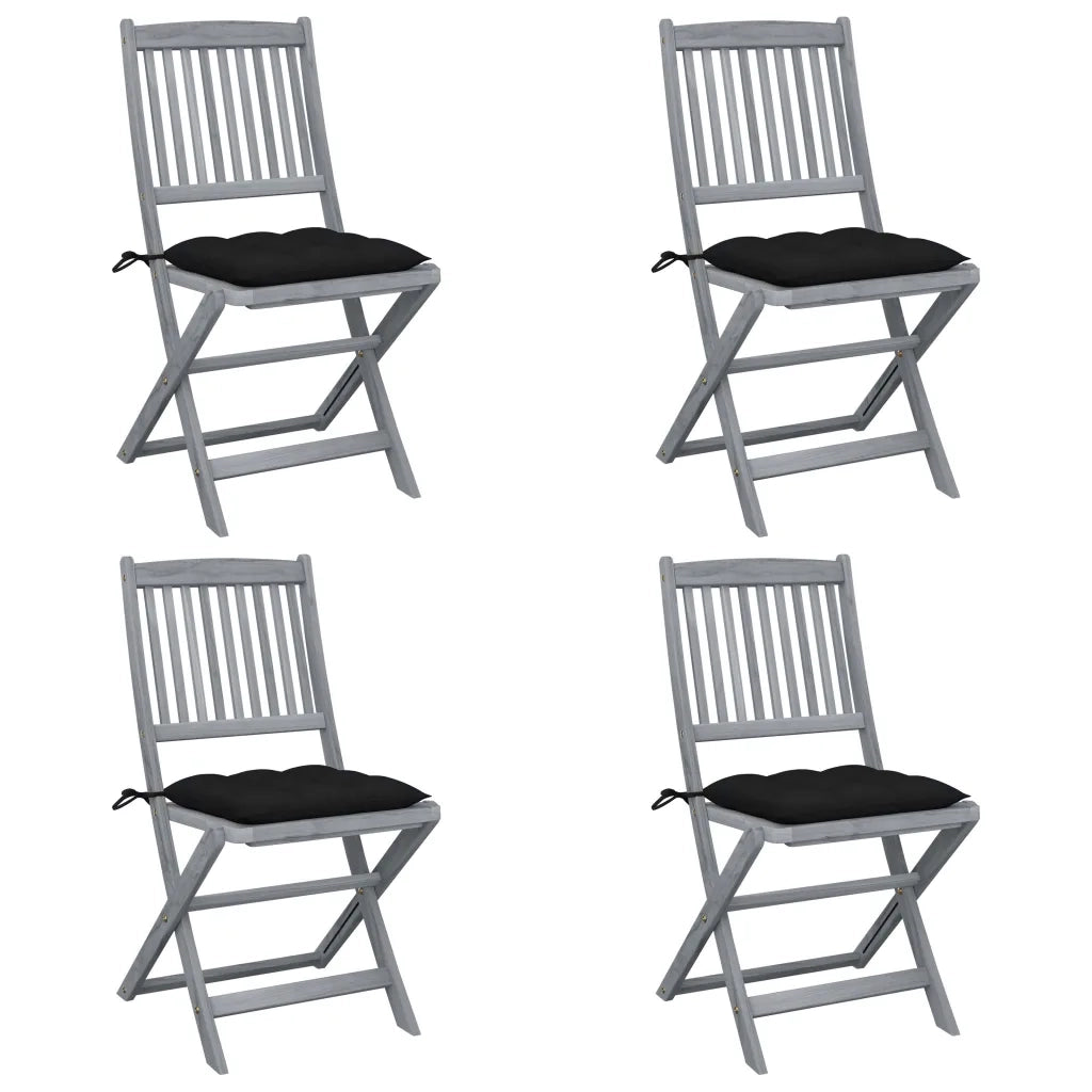 Sedie da Giardino Pieghevoli 4pz con Cuscini in Massello Acacia cod mxl 44088
