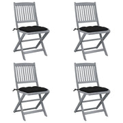 Sedie da Giardino Pieghevoli 4pz con Cuscini in Massello Acacia cod mxl 44088
