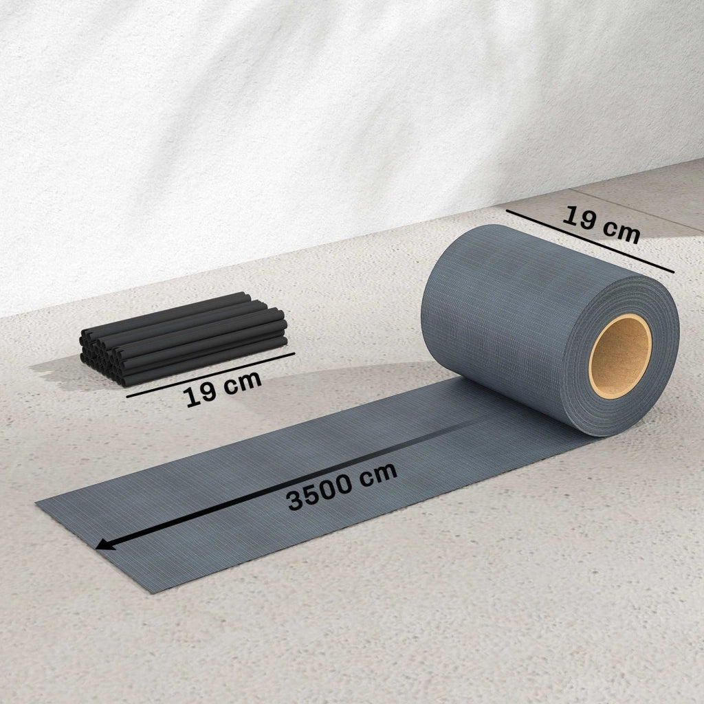 Set 4 Pezzi Frangivista da Giardino 3500x19 cm Anti UV Impermeabile con Fermagli in PP Grigio