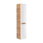 Colonna bagno ERBANO – Rovere chiaro e bianco lucido – 35x68 cm – 2 porte – Da appendere