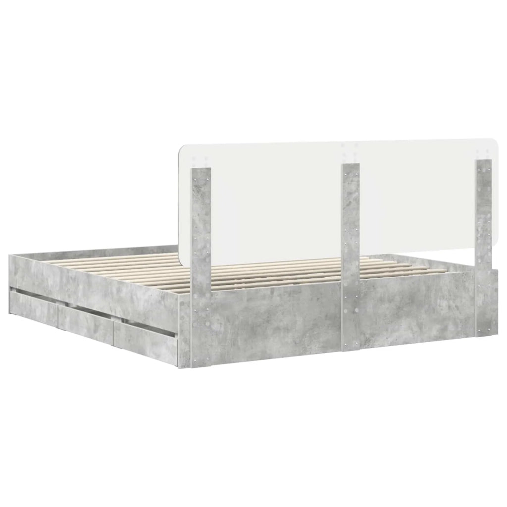 Struttura del letto con cassetto Grigio cemento 180 x 200 cm