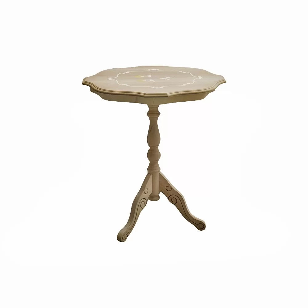 Tavolino rotondo fisso legno intagliato grezzo 50x50x60 - Mobili 2G