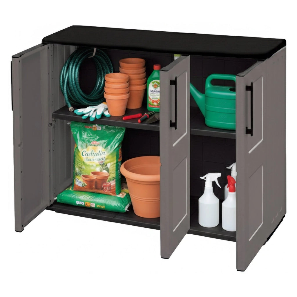 Mobile da Giardino Aranka, Armadio da Esterno 2 Ripiani Made in Italy, 37x102x84h cm Grigio