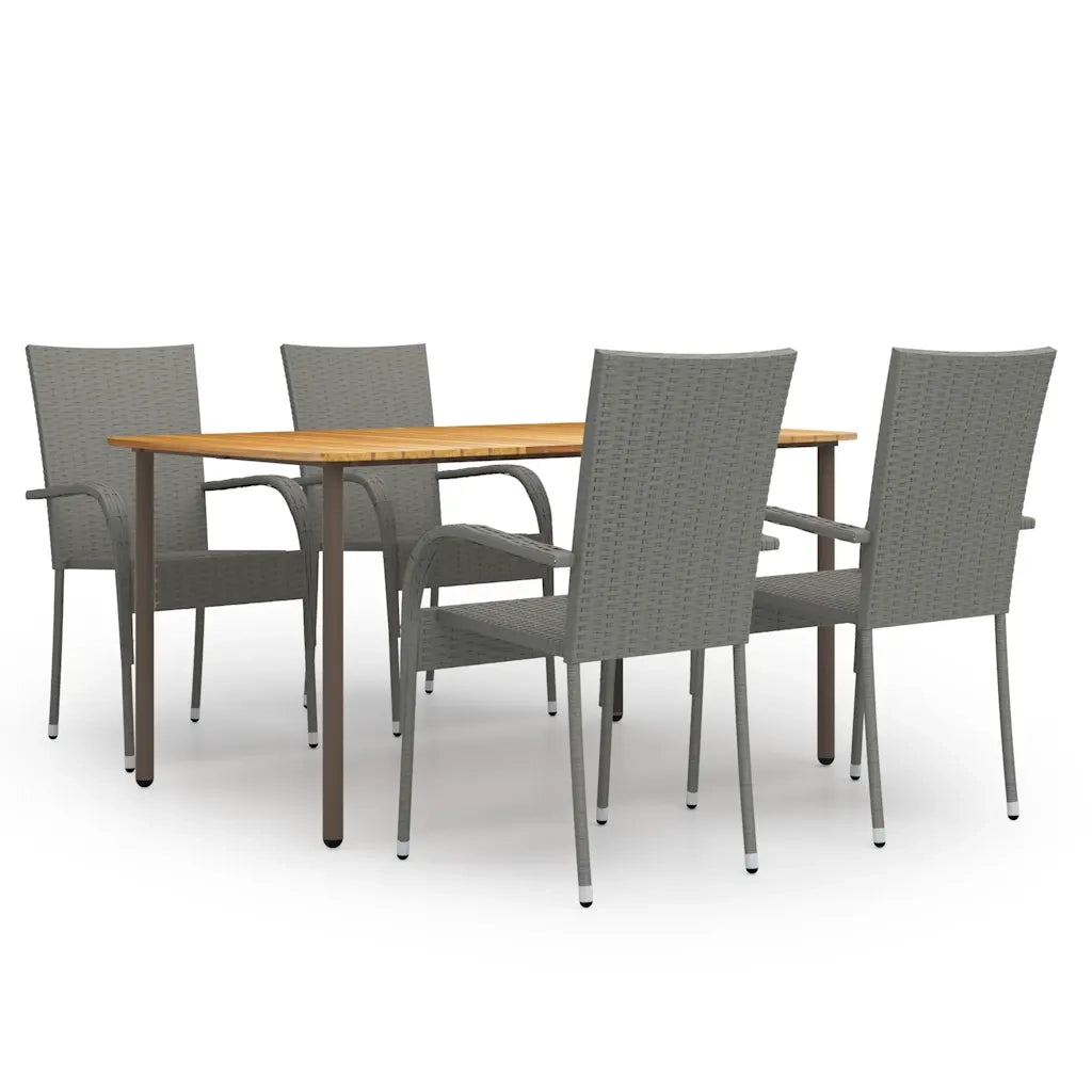 Set Mobili da Pranzo Giardino 5 pz in Polyrattan Grigio cod mxl 37976