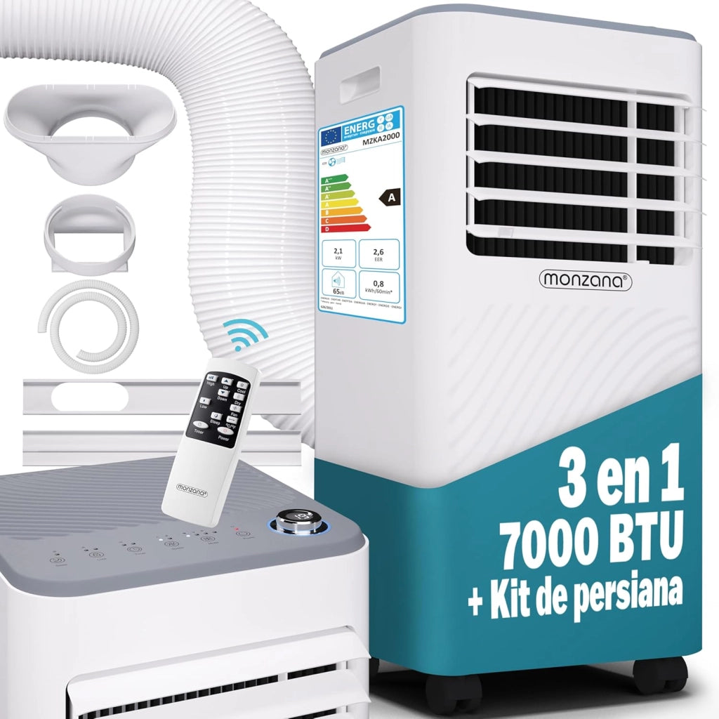 ® Condizionatore d'Aria Mobile 7000BTU 3in1 750W Timer Telecomando Deumidificatore Climatizzatore Raffreddatore
