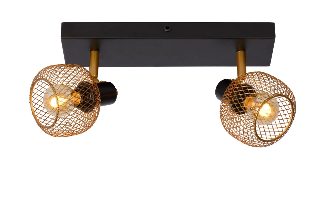 Plafoniera doppia Lucide Maren 2xE14 40W oro/nero metallo