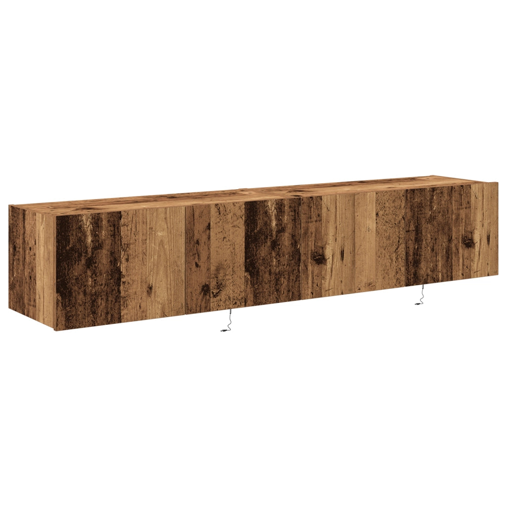 Mobile TV con luci LED 2 pz Legno antico 80x35x31 cm