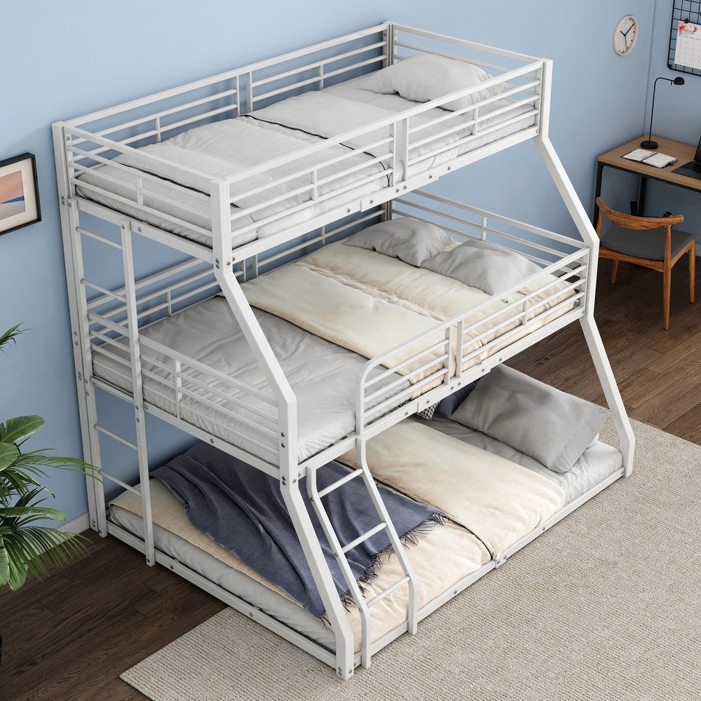 Letto a Castello Triplo ¨C MINIMAL ¨C Metallo Bianco 90x200 / 120x200 / 140x200