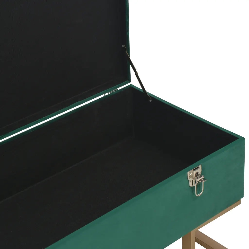 Panca con Vano Portaoggetti-Panca con Contenitore-Sgabello 105 cm in Velluto Verde
