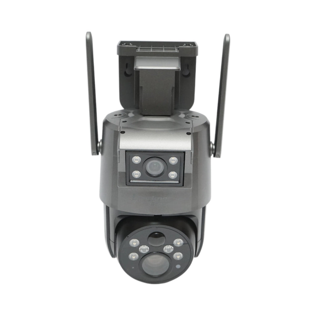 Telecamera di sorveglianza con lente doppia 6 MP, 4G, WIFI 2.4 GHz, pannello solare, batteria da 10.000 mAh, controllo PTZ a 360°, rilevamento umano PIR, visione notturna e applicazione Ubox
