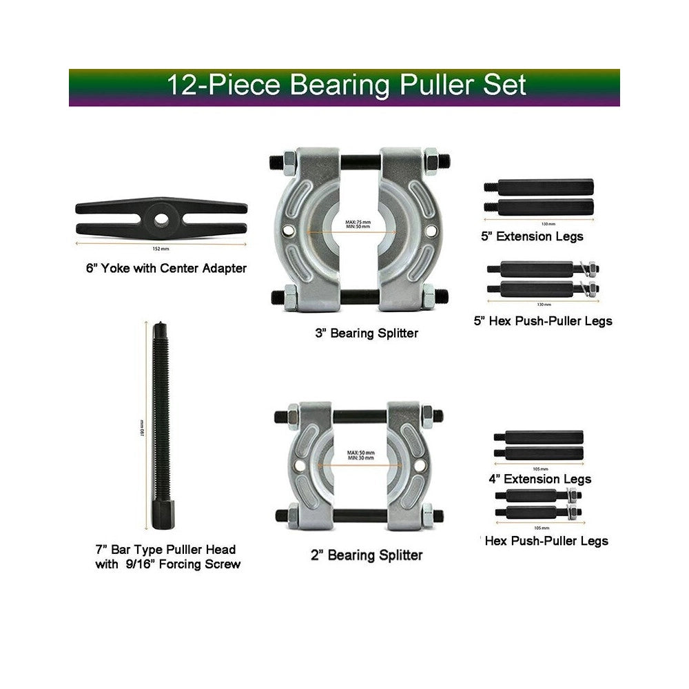 Trade Shop - Kit 10 Pezzi Separatore Dislocatore Estrattore Cuscinetti 75-105 Mm -