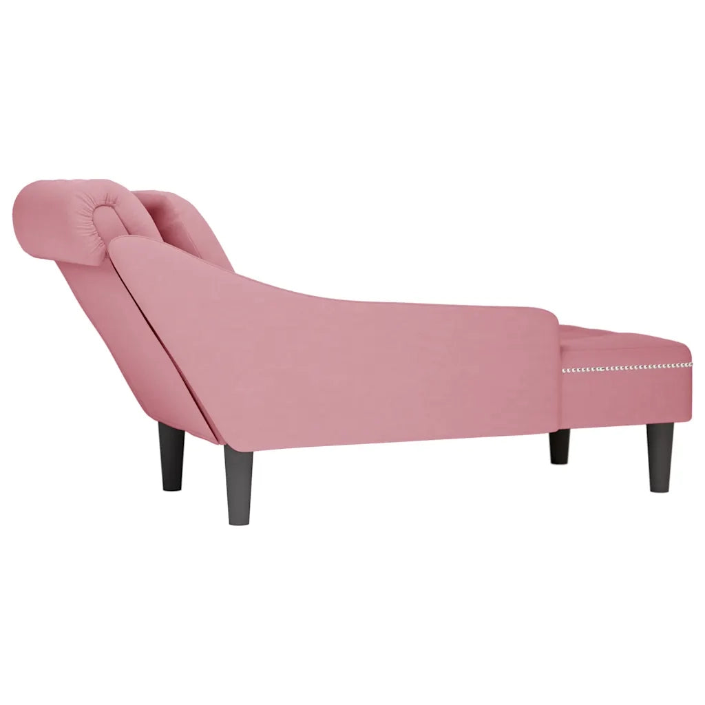 Sdraio con Cuscino e Bracciolo Destro in Velluto Rosa CFW2299193