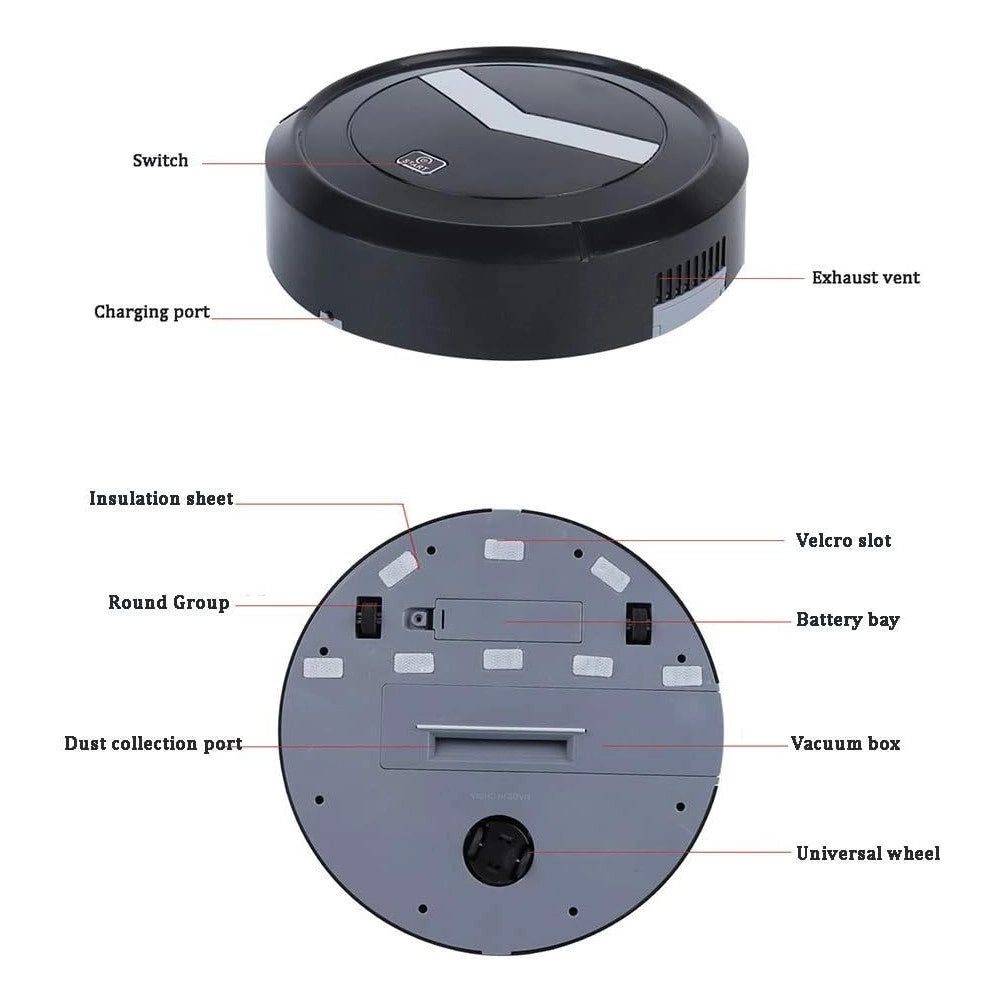 Trade Shop - Robot Aspirapolvere Automatico Ultrasottile Smart 1500pa Silenzioso No Sacchetto -