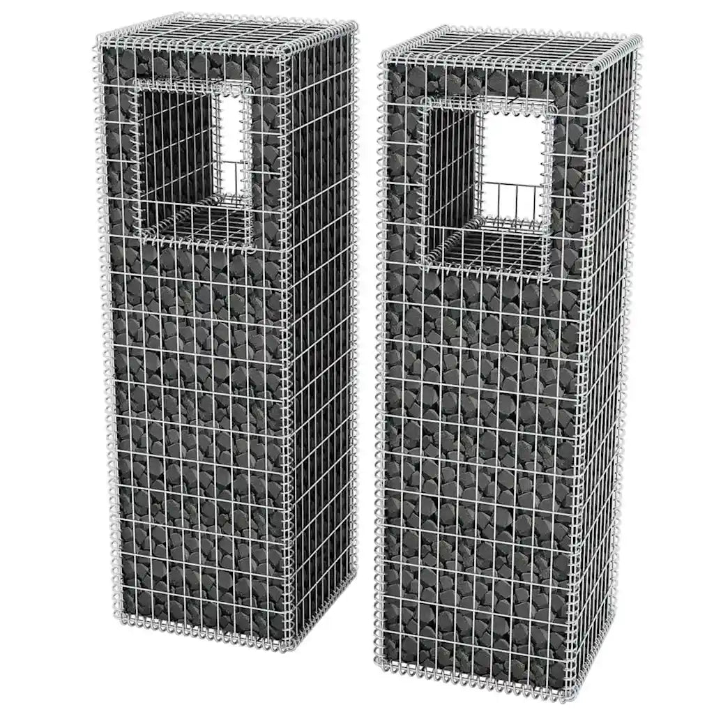 Pali/Fioriere in Gabbione in Rete 2 pz in Acciaio 50x50x160 cm 142542