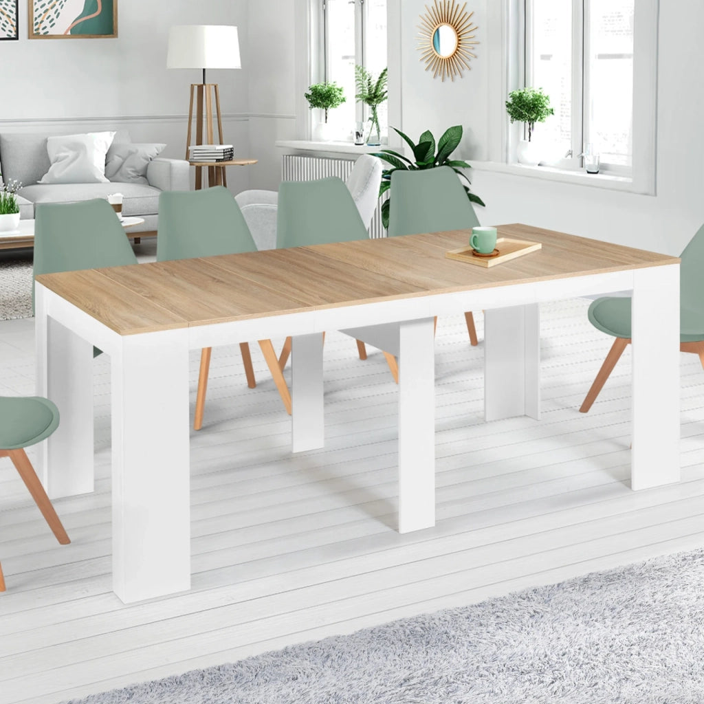 IDMarket - Tavolo da salotto allungabile ORLANDO per 10 persone, 235 cm, in legno bianco e effetto faggio
