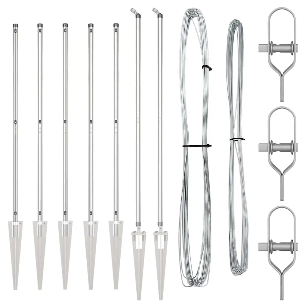 Palo della recinzione 7 pcs Argento Acciaio 42004280