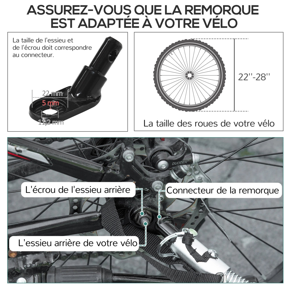 Rimorchio pieghevole per bicicletta ¨C zephmum ¨C acciaio, ruote 16 pollici