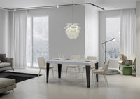 Tavolo Allungabile 120/380x90 cm Flame Premium Bianco Frassino Gambe Antracite