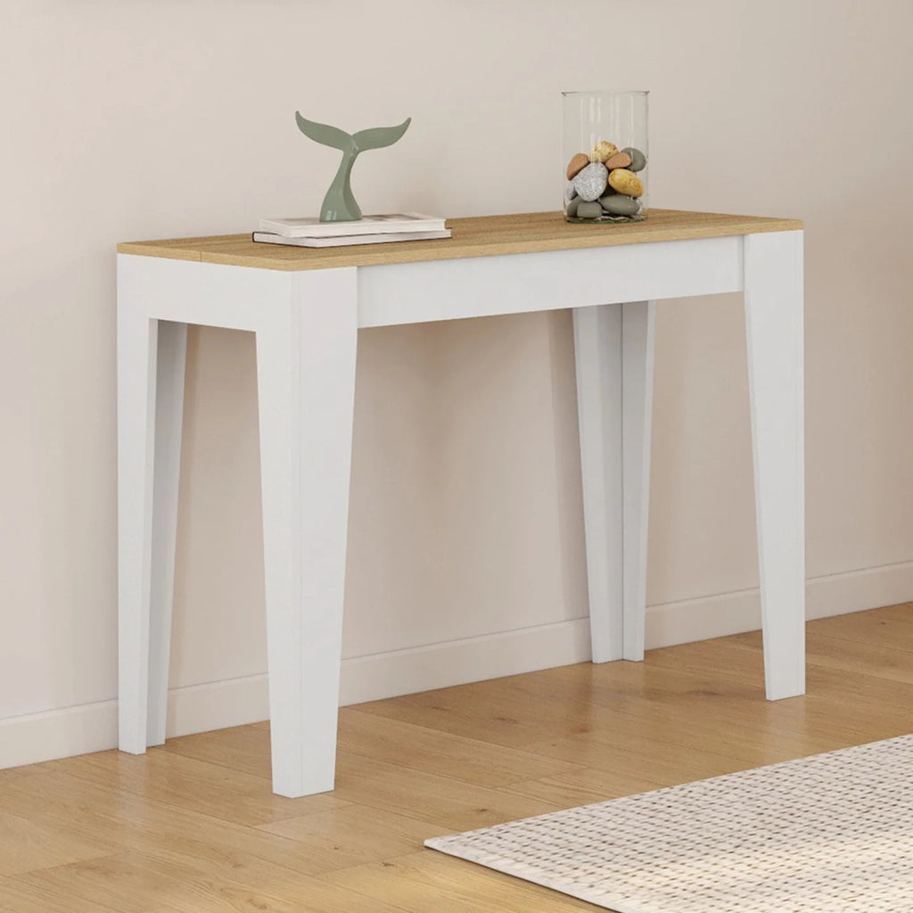 IDMarket - Consolle allungabile MICHEL, 10 posti, 235 cm, legno bianco e impiallacciato faggio