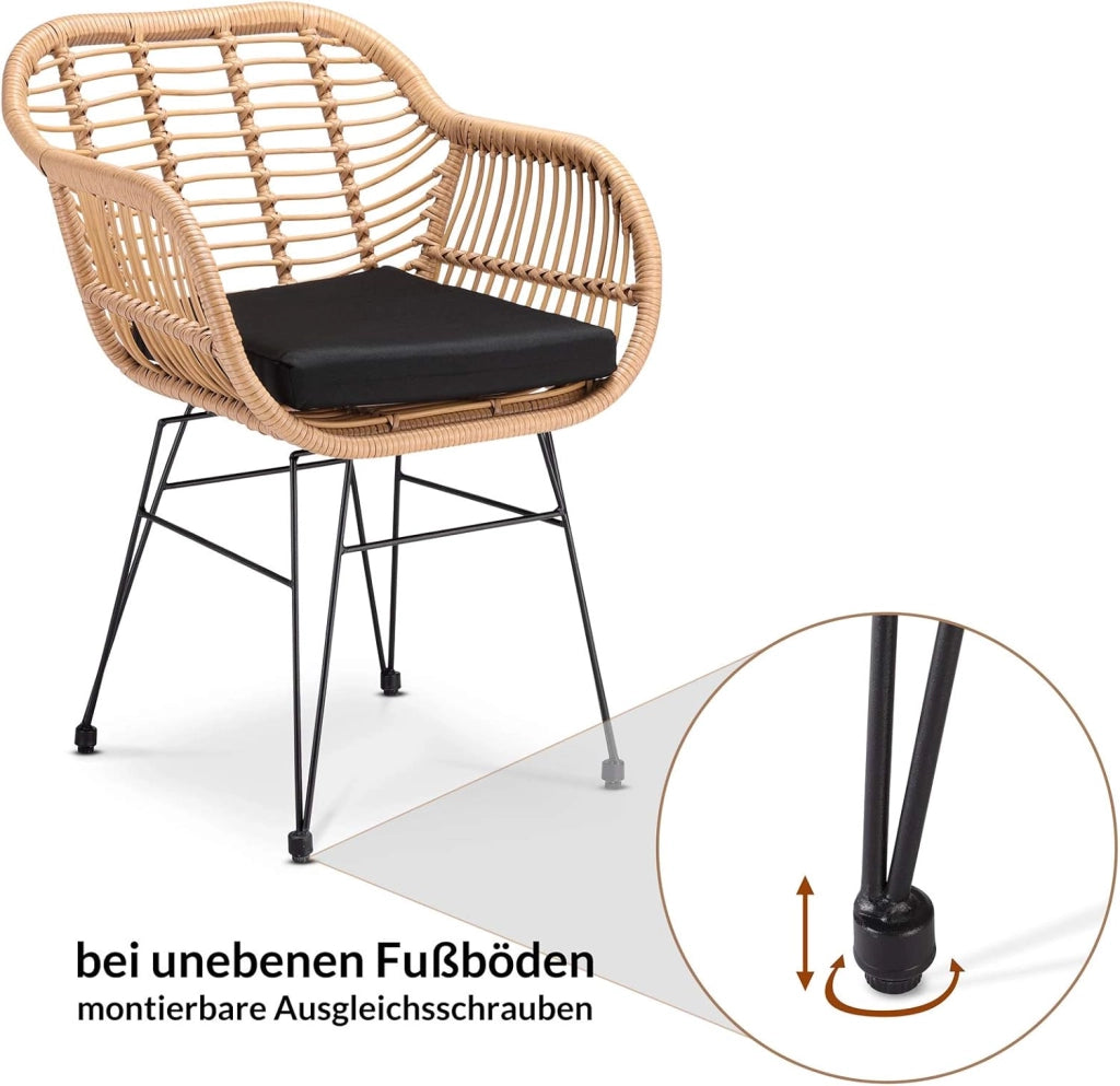 Set 2pz Poltrone Bali Effetto Vimini Sedie da Giardino con Cuscino e Braccioli Mobili da Esterno