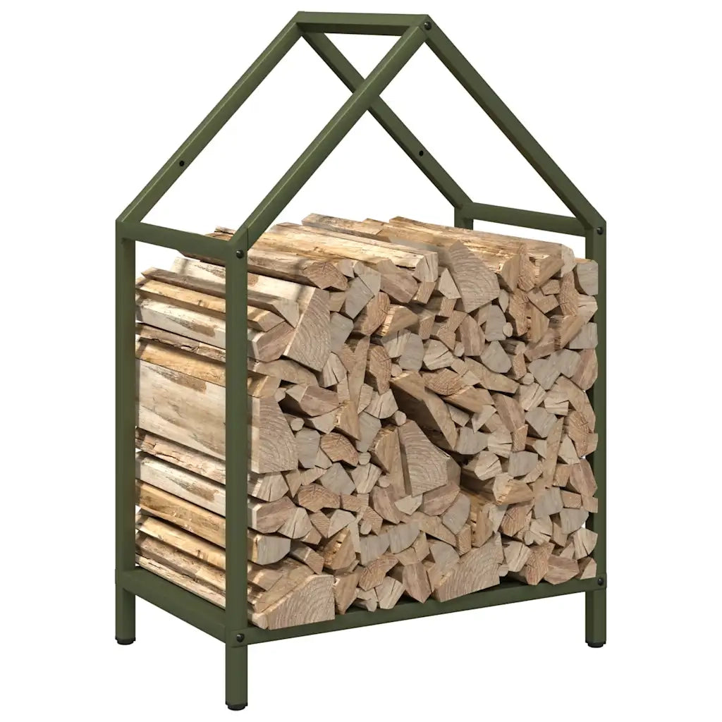 Rastrelliera per Legna da Ardere Verde Oliva 40x25x60 cm 864294