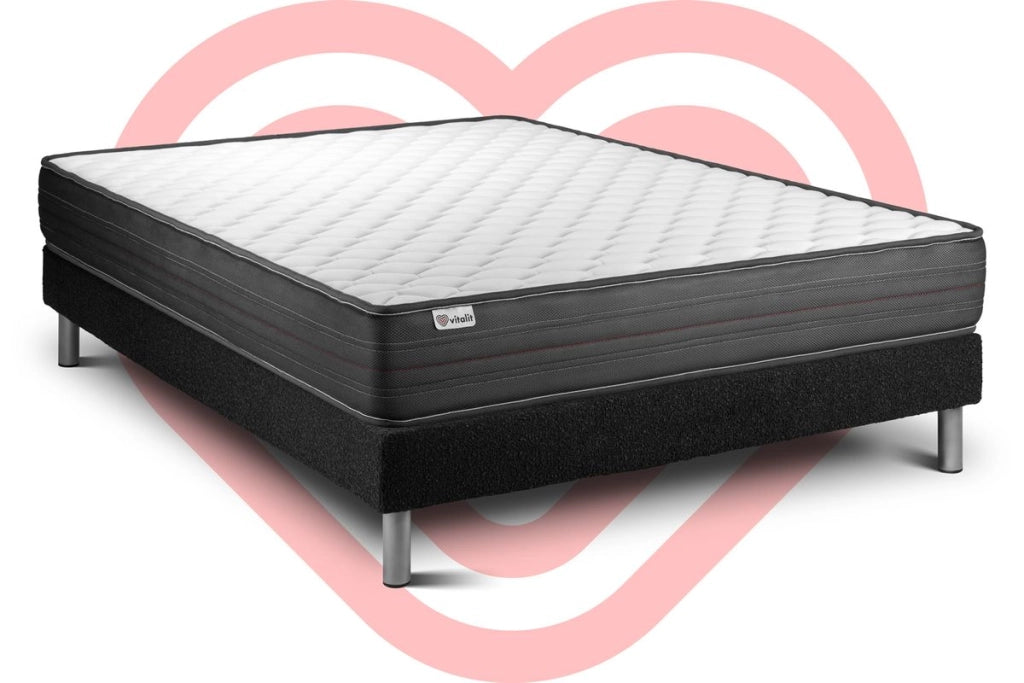 Letto con materasso VITALPOWER 130 x 200 cm Rete Kit Nero