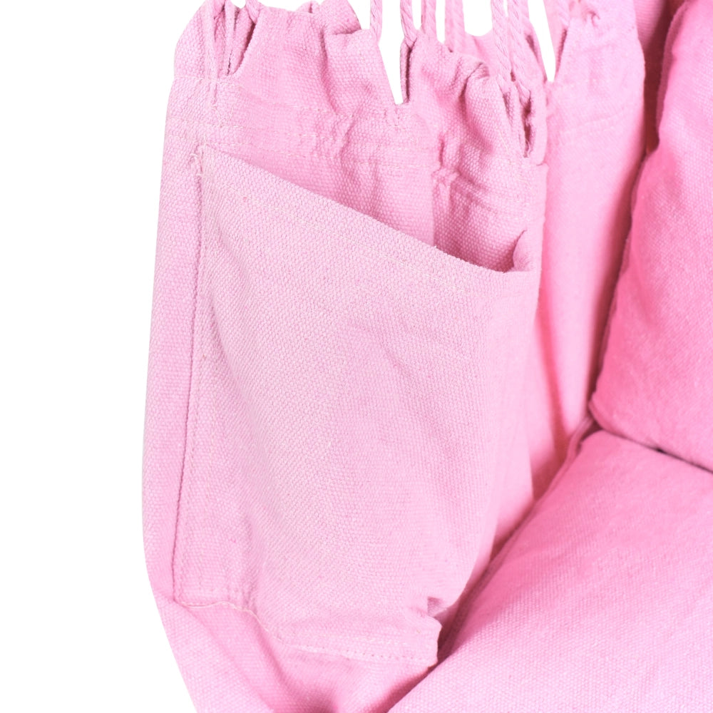 Sedia amaca a dondolo sospesa in cotone rosa per interni ed esterni in stile boho