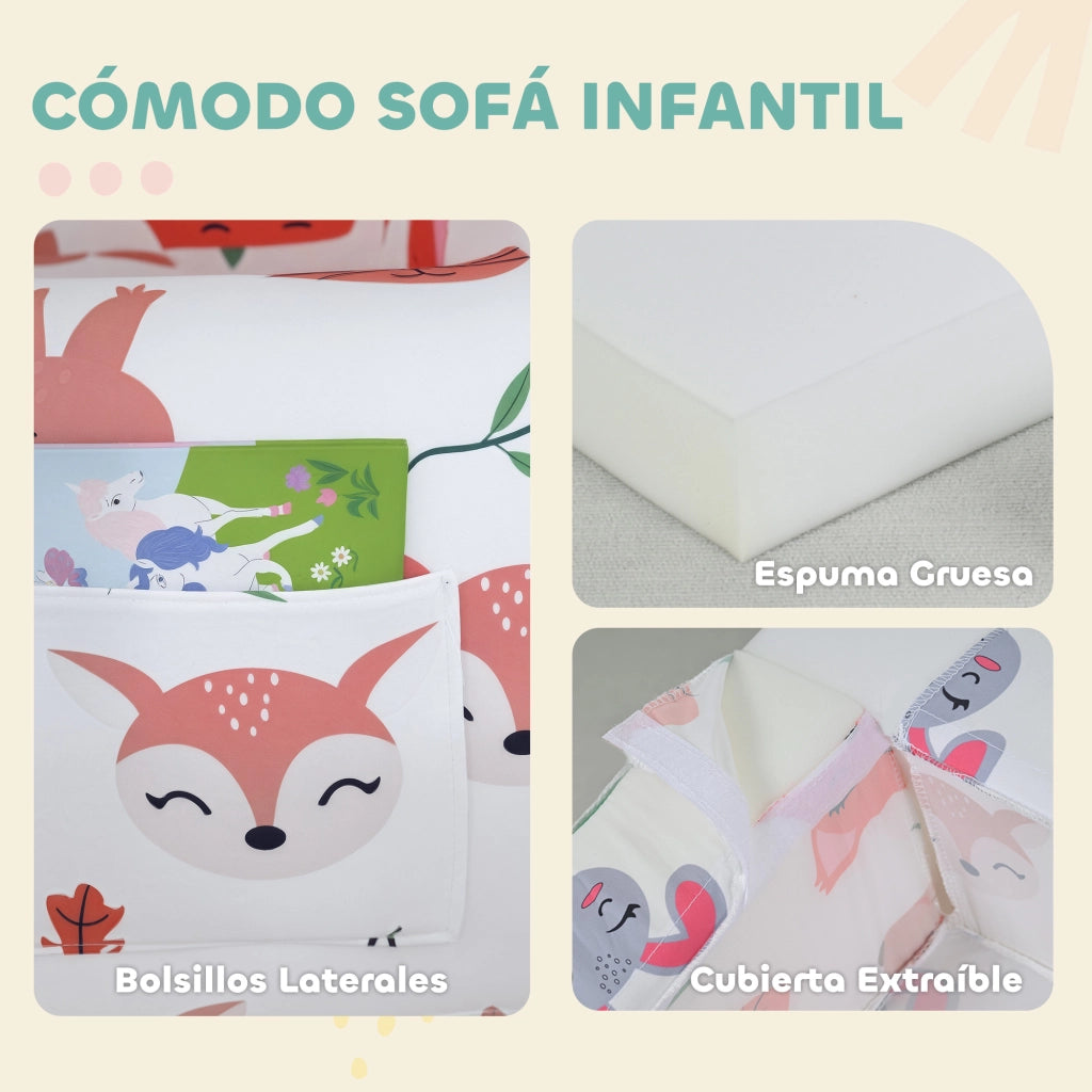 Sill¨®n Infantile con Stampa Volpi ¨C Minimal ¨C 54x40x43 cm Bianco