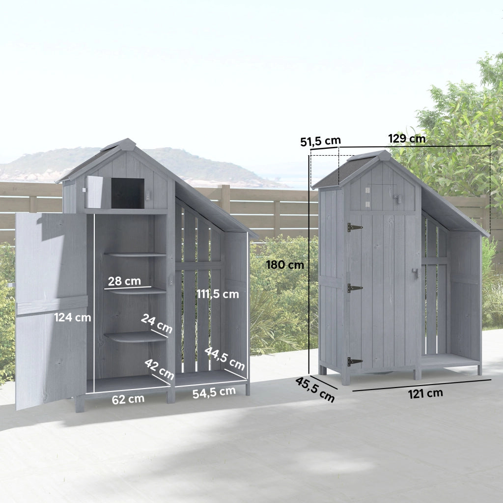 Armadio da giardino in legno ¨C zephmum ¨C 129x51.5x180 cm grigio