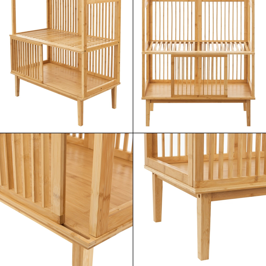 Armadio Aperto Vemb per Guardaroba 185x80x45 cm Porta Abiti in Bambù color Naturale [en.casa]
