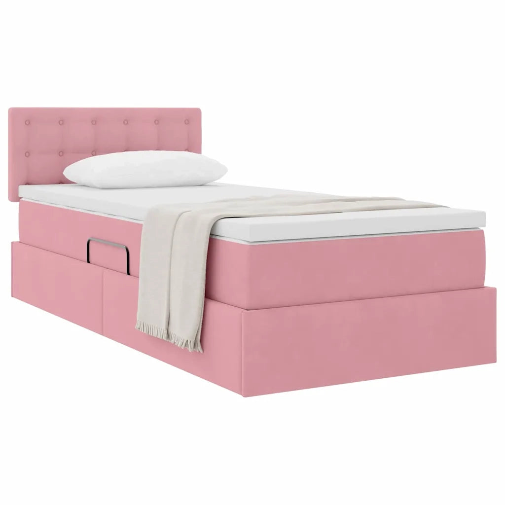 Letto con Contenitore con materasso Rosa 90 x 200 cm Velluto