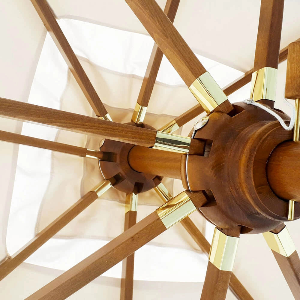 Ombrellone da Giardino Ø2,5 m Palo Ø48 mm in Legno Telo in Acrilico Danieli Havana Ecrù