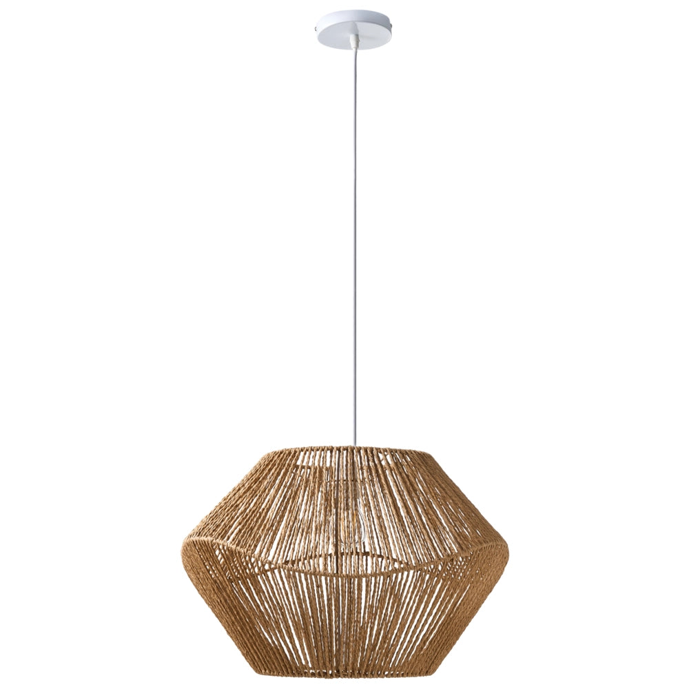 Lampada a sospensione Corda di carta naturale Plafoniera con paralume intrecciato Sala da pranzo Soggiorno Stile Boho