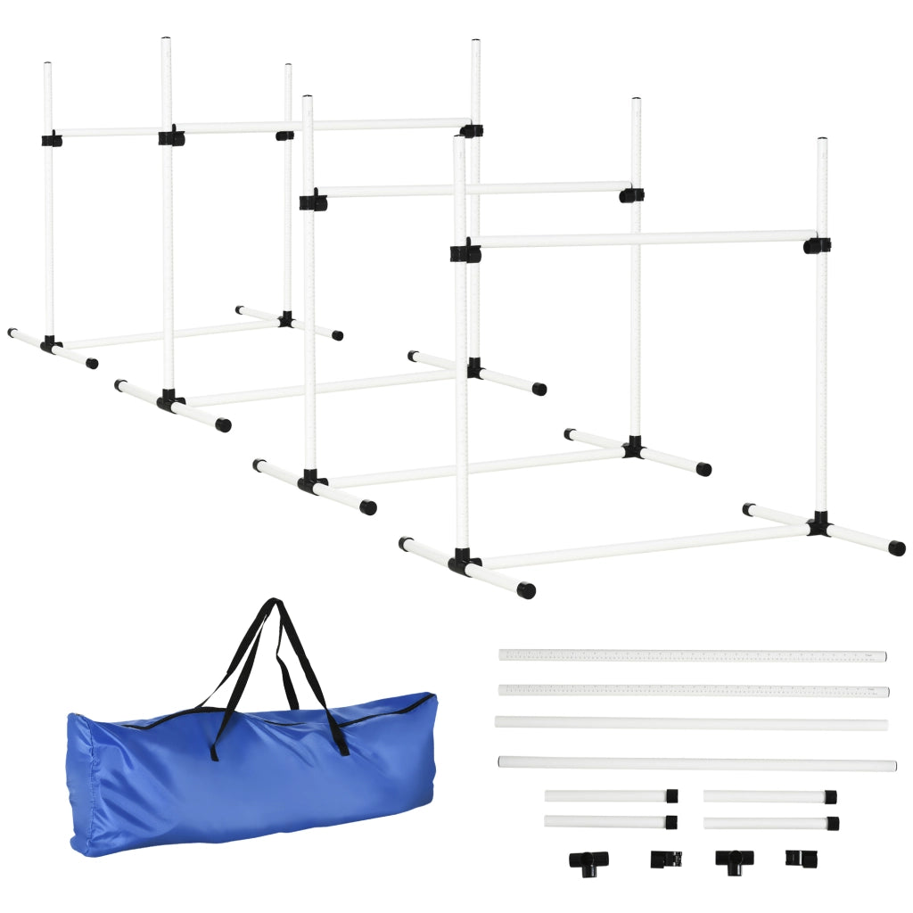 Set Agility per Cani ¨C zephmum ¨C 4 Ostacoli Regolabili in Plastica Bianco