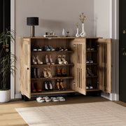 Credenza e madia con 3 ante e 8 vani per soggiorno e camera da letto in truciolare, effetto legno naturale, 120 × 32 × 92 cm