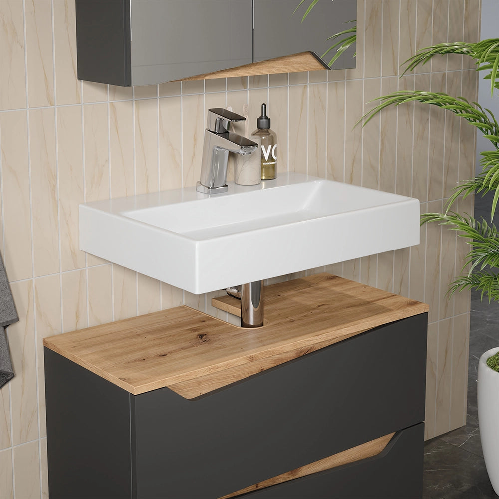 Vicco Mobile sottolavabo per bagno Antracite/Artisan 80 x 57.5 cm con 2 cassetti