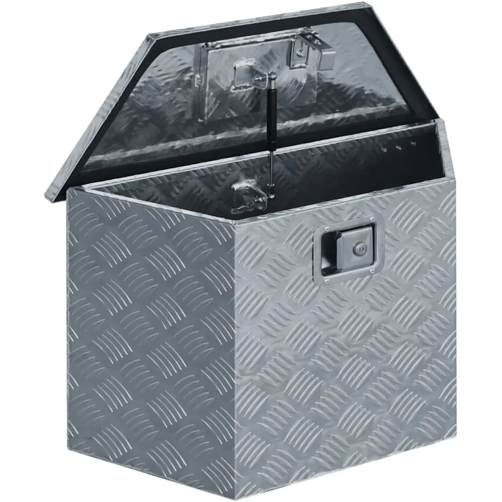 Cassetta in Alluminio Forma Trapezoidale 70x24x42 cm Argento 142942