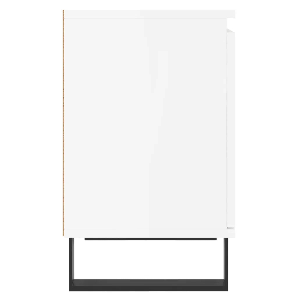 Comodini 2 pz Bianco Lucido 40x30x50 cm in Legno Multistrato