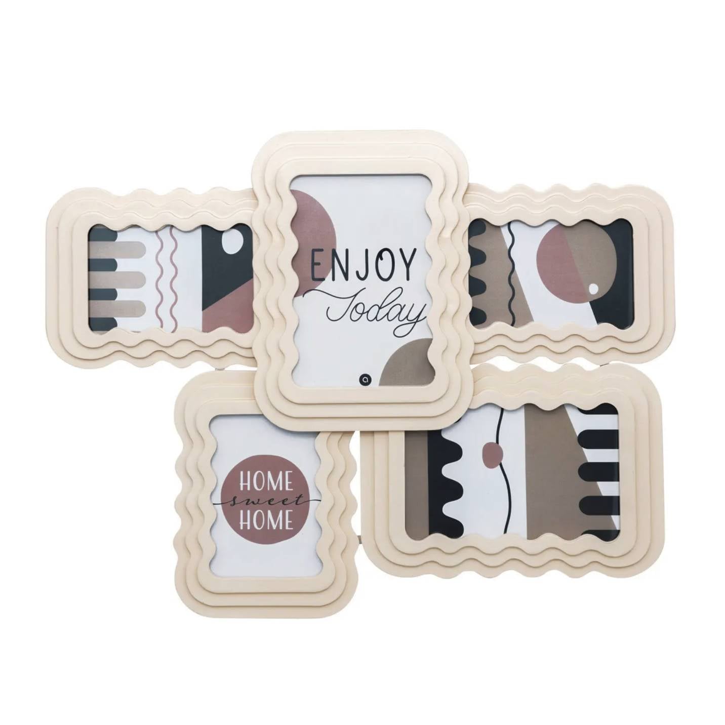 Portafoto in legno bianco per 5 foto