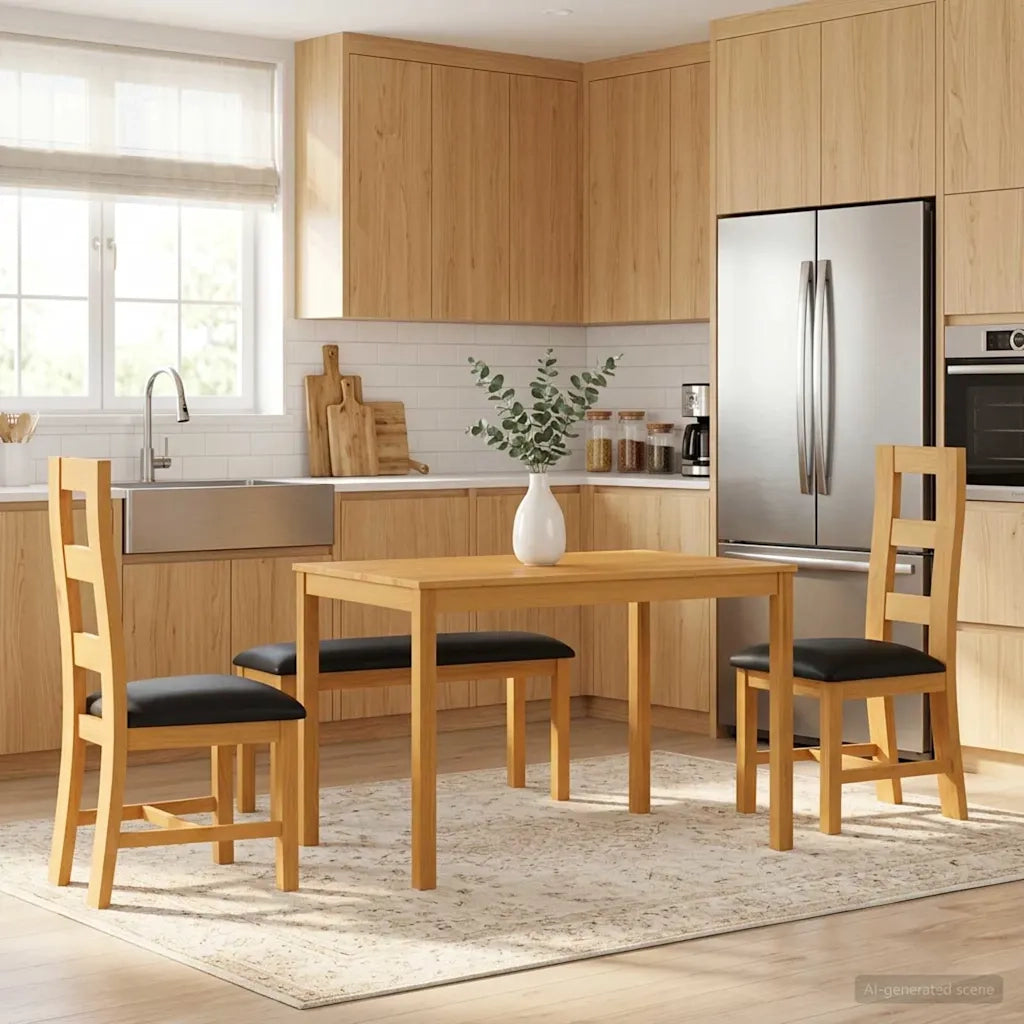 Set da pranzo 4 pz Nero Legno di Quercia Massello 3430307