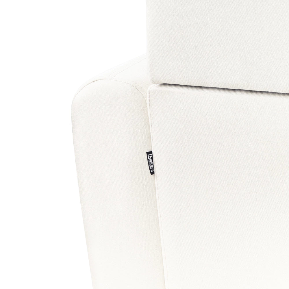 Poltrona retrò con rivestimento in poliestere gambe in legno spessa seduta in tessuto bianco sporco soggiorno moderno e minimalista