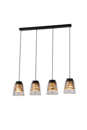 Lampadario Candellux Fresno 4xE27 nero/trasparente