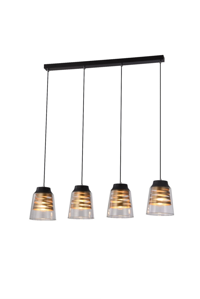 Lampadario Candellux Fresno 4xE27 nero/trasparente