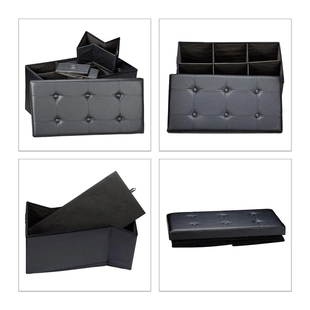 Panca contenitore con cassetti 76 cm nero 3013003
